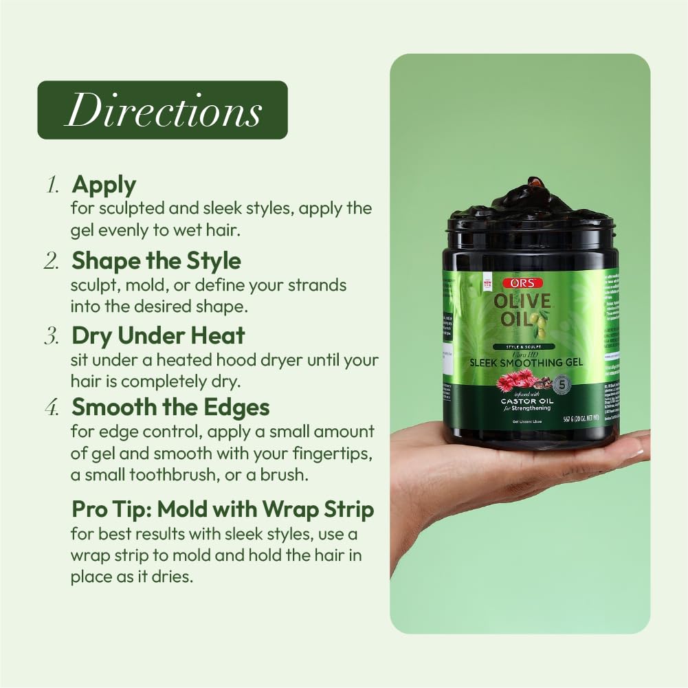 ORS Olive Oil Style & Sculpt Ultra HD Sleek Smoothing Gel with Castor Oil 20 Ounces