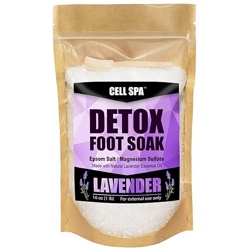 Cell Spa Detox Foot Soak Bath Premium 16 Ounce Lavender Scented Epsom Salt Magnesium Sulfate to Help Detox, Relieve Stress, Eliminate Odors & Soften