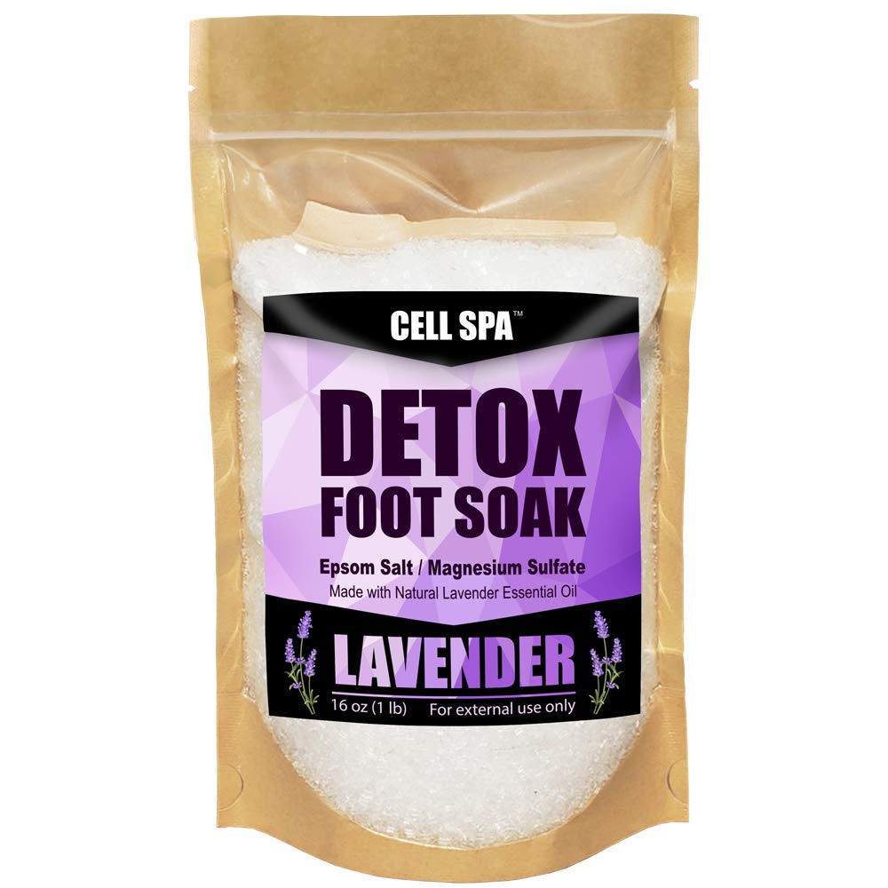 Cell Spa Detox Foot Soak Bath Premium 16 Ounce Lavender Scented Epsom Salt Magnesium Sulfate to Help Detox, Relieve Stress, Eliminate Odors & Soften