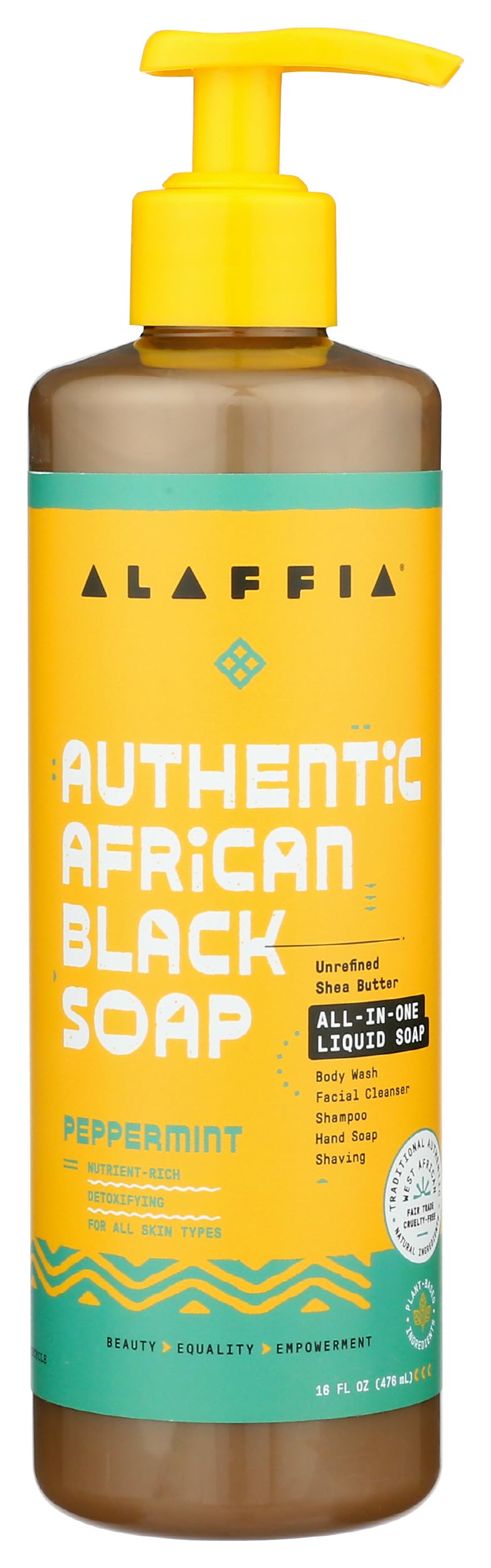 Alaffia - Authentic African Black Soap, All-in-One Body Wash, Shampoo, and Shaving Soap For All Skin and Hair Types, Fair Trade, No Parabens, Non-GMO