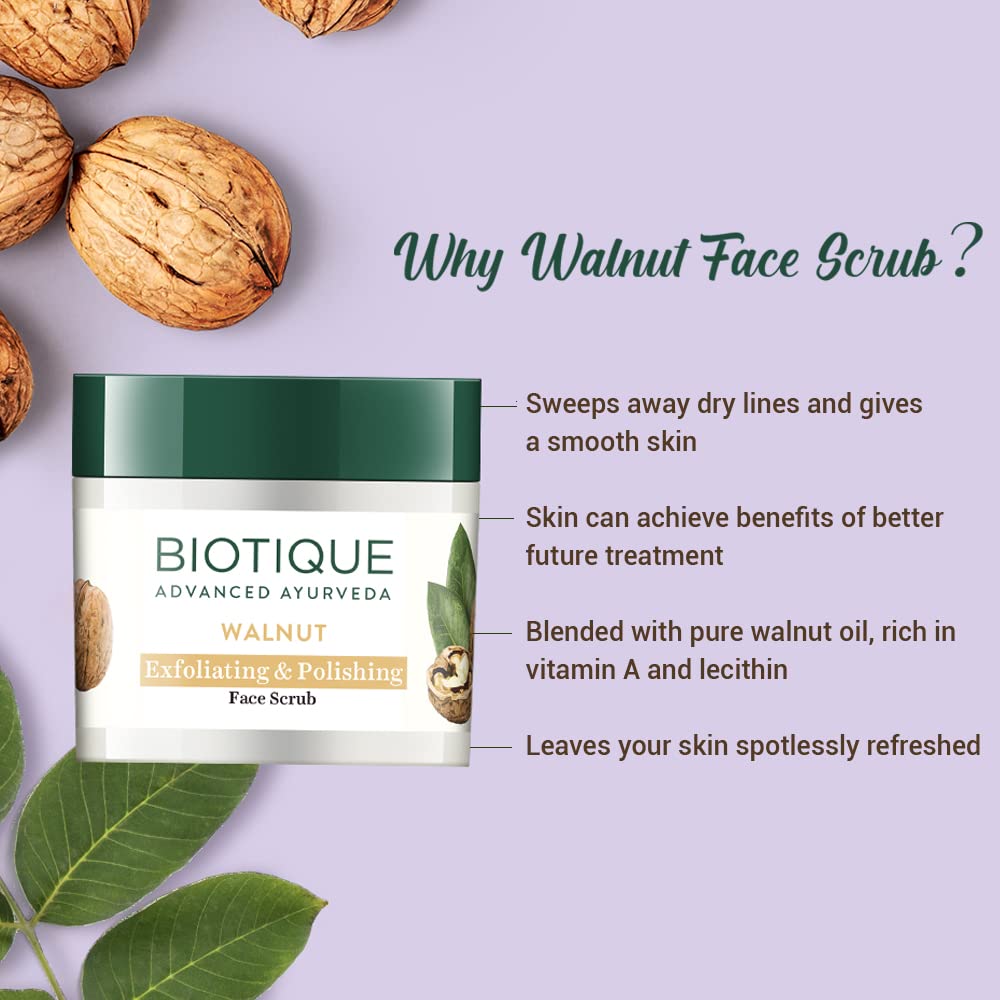 Biotique Bio Walnut Purifying and Polishing Scrub, 50 gm/1.76Oz.