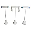N'ice Packaging - 3 Qty White Leatherette 5.75" High Free-Standing Earring T-Stand Display, T Shape Holder for Tradeshow, Home Business, Promotion…