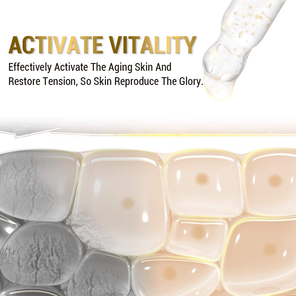 24K Gold Anti Aging Face Serum Moisturizer Enriched with Vitamin C Serum, Hyaluronic Acid, Vitamin E Cream for Day and Night Wrinkle Reduction