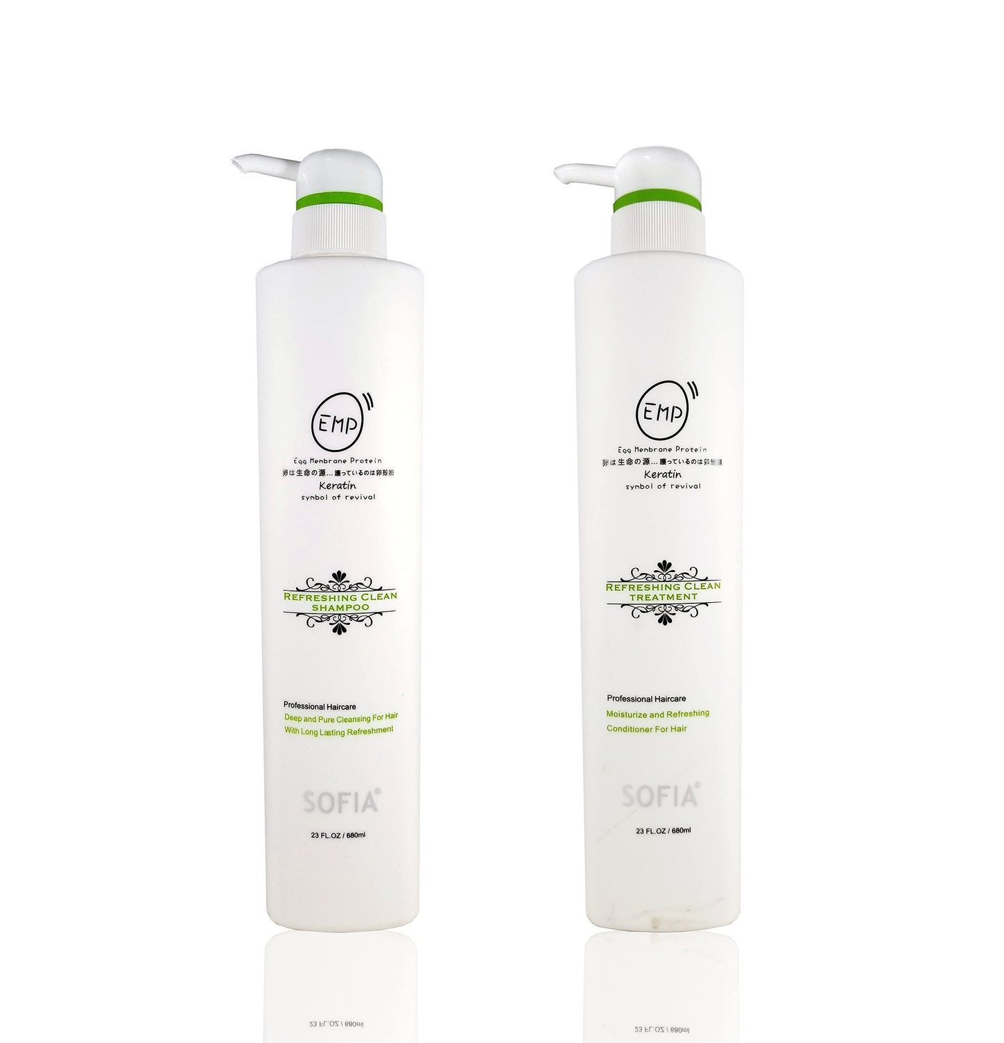 SOFIA EMP Keratin Refreshing Clean Shampoo and Treatment Conditioner, For Oily Scalp and Hair Suitable for all hair types, 680ml (Set of Shampoo