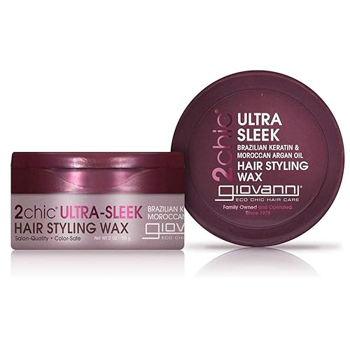 GIOVANNI 2chic Ultra Sleek Hair Styling Wax - Brazilian Phyto-Keratin & Moroccan Argan Oil, Strong Hold Keeps Hair In Place, Nourishing Anti-Frizz