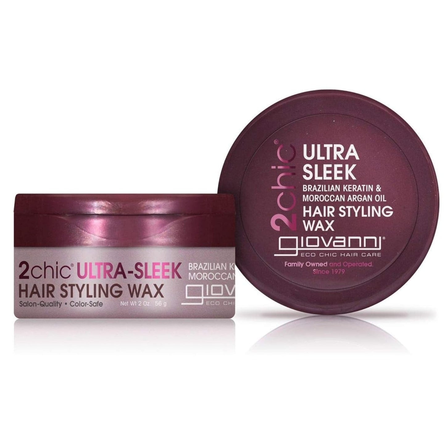 GIOVANNI 2chic Ultra Sleek Hair Styling Wax - Brazilian Phyto-Keratin & Moroccan Argan Oil, Strong Hold Keeps Hair In Place, Nourishing Anti-Frizz