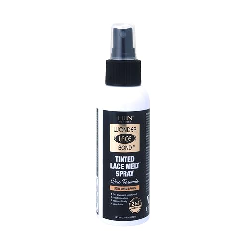 EBIN NEW YORK Wonder Lace Bond Tinted Lace Melt Pump Spray - Light Warm Brown | No Residue, Even Spray, Matching Skin Tone for Natural Look, 3.38oz