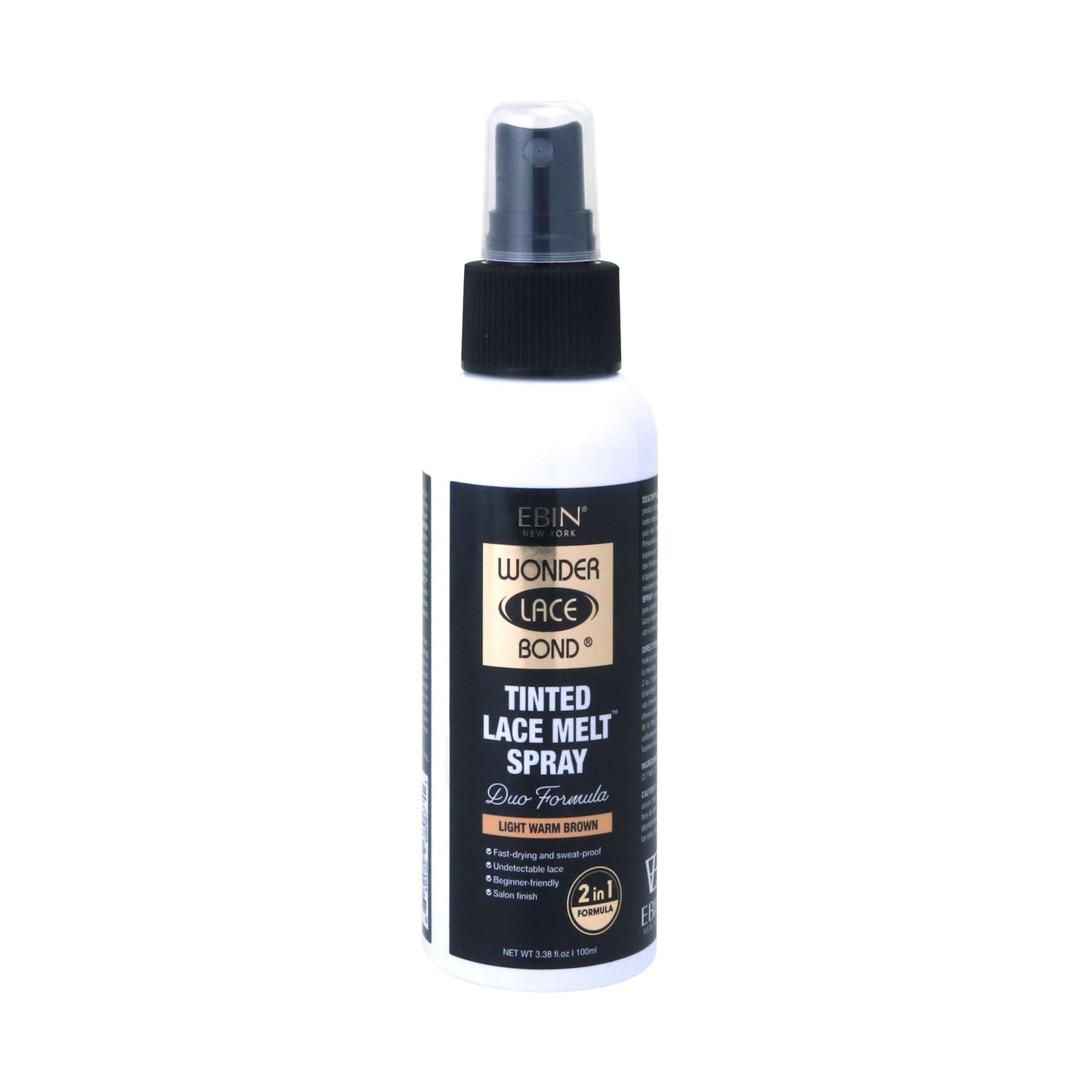 EBIN NEW YORK Wonder Lace Bond Tinted Lace Melt Pump Spray - Light Warm Brown | No Residue, Even Spray, Matching Skin Tone for Natural Look, 3.38oz