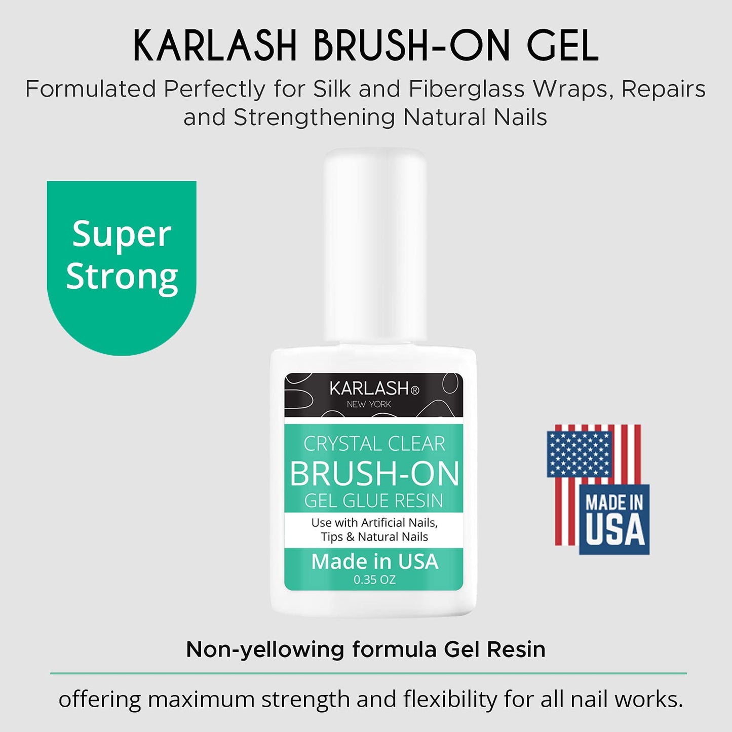 Karlash Super Strong Brush On Glue for Acrylic & Press On Nails, Perfect for False Nail Art, Glitter, Gems, White Clear Tips (1 Piece)