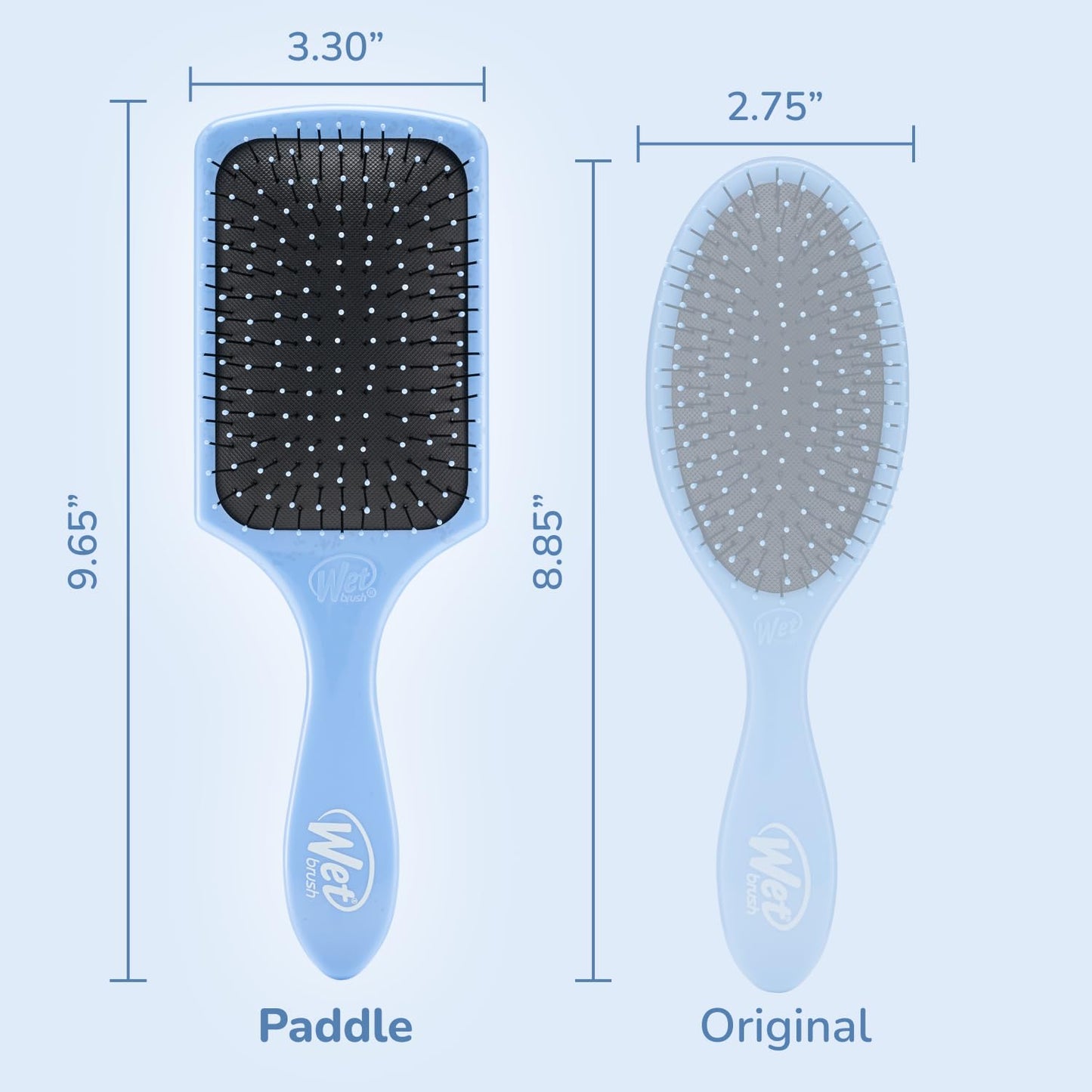 Wet Brush Paddle Detangler Hair Brush, Sky, Ultra-Soft IntelliFlex Bristles with AquaVent Design, Great For Treatment & Mask Application, Women, Men