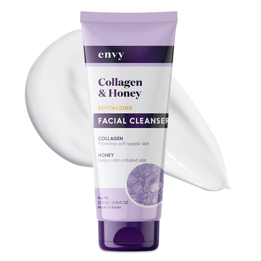 Envy Facial Cleanser with Collagen & Honey - Reduces Fine Lines, Wrinkles & Hydrating - Clean, Cruelty-Free Korean Skin Care for All Skin Types