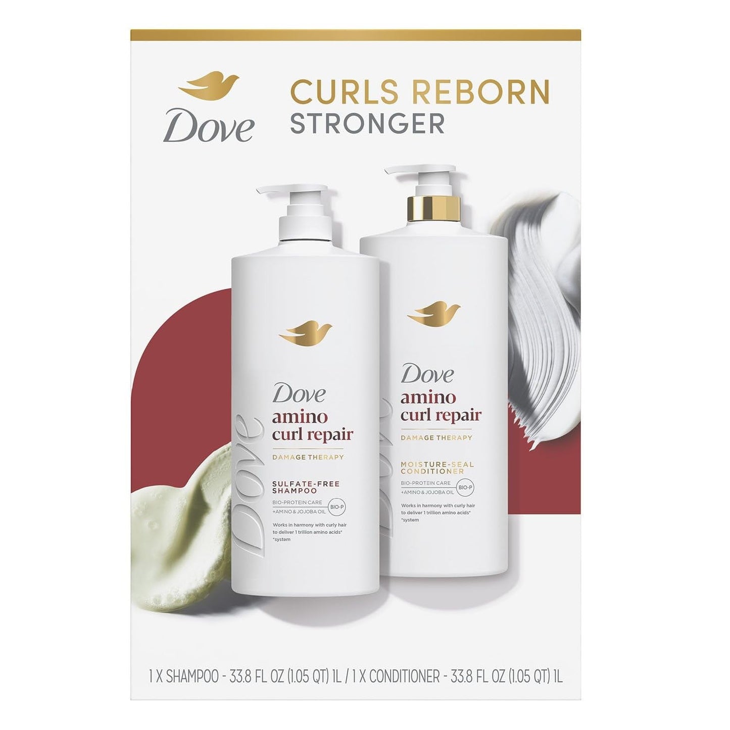 Dove Amino Curls Shampoo and Conditioner, 33.8 Fluid Ounce (Pack of 2)