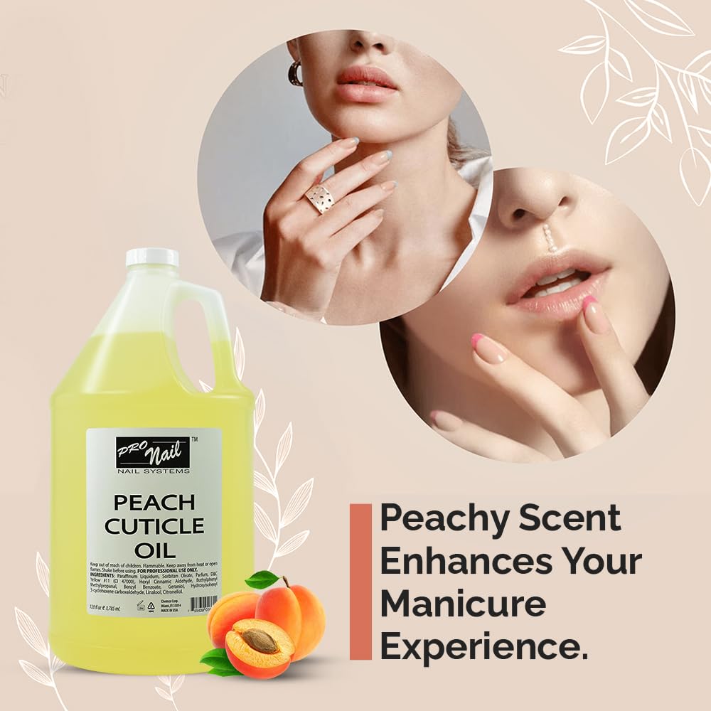 PRO NAIL - Cuticle Revitalizing Oil for Nails, Peach, 128 Oz - Professional Strength, Pedicure and Manicure - Moisturizes and Strengthens Nails