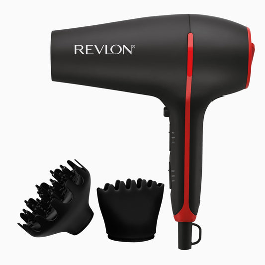 REVLON SmoothStay Coconut Oil Infused Hair Dryer with Diffuser & Concentrator - Ionic Ceramic Blow Dryer for Frizz Control, Shine, Smoothness