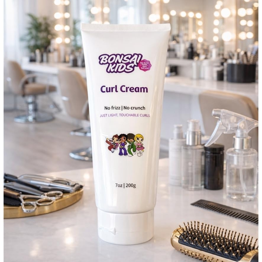 Bonsai Kids Curl Cream for Kids & Toddlers - Moisturizing Leave-In Curl Defining Cream for Curly, Coily & Wavy Hair, Frizz Control, Soft Hold