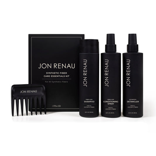Jon Renau Synthetic Fiber Care Kit, Shampoo and Leave In Conditioner for Synthetic Wigs and Hair Extensions, Detangler Spray with Wide Tooth Comb, 4 Beauty & Personal Care Jon Renau