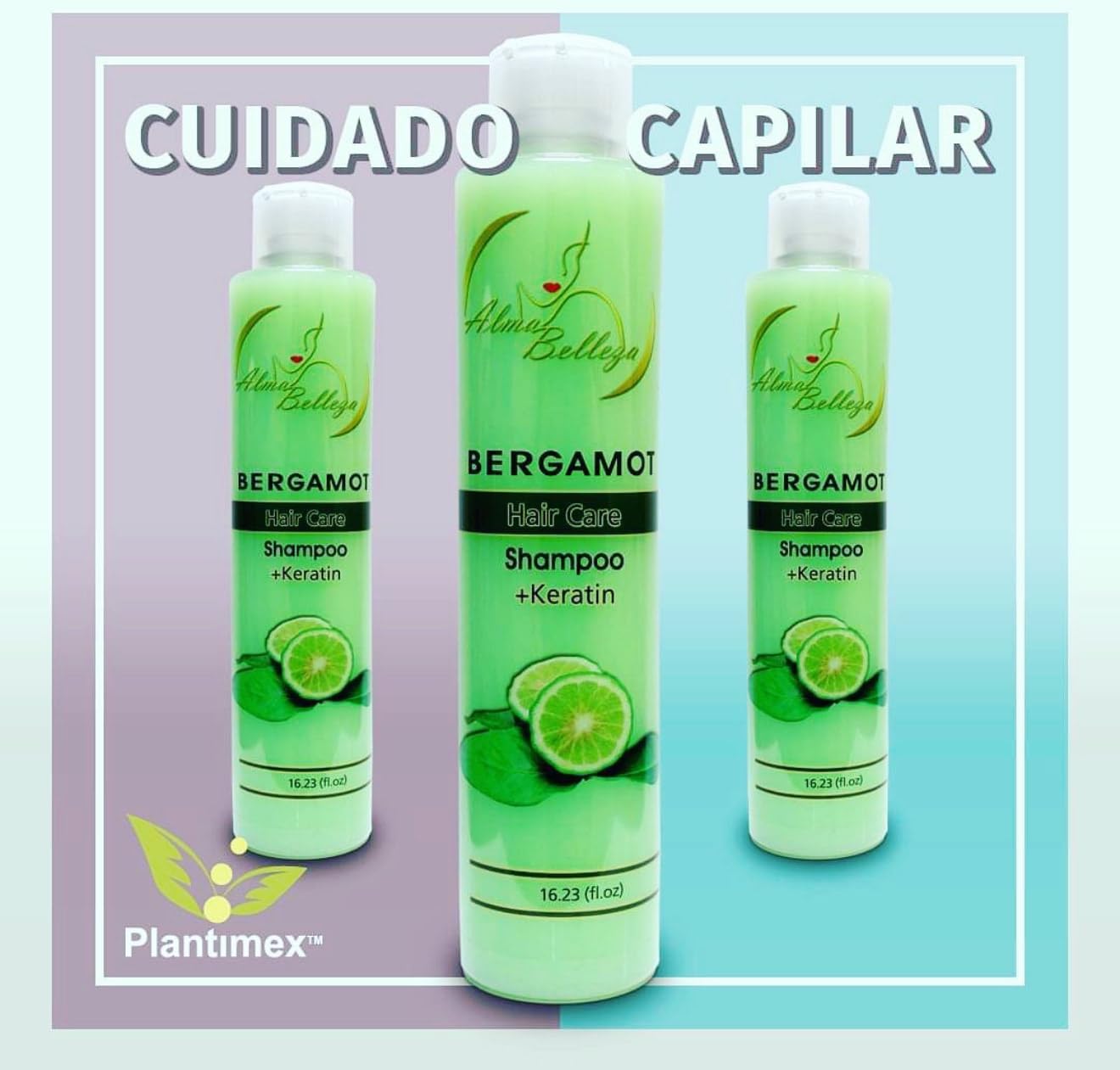 Bergamot Shampoo + Keratin & Bergamot Conditioner with Allantoin & Amino Acids - 16.23 fl oz each - Premium Hair Care by Alma Belleza (Bergamota