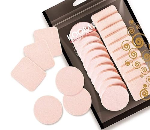 OWLFAVO 20pcs Makeup Powder Sponges Round and Square Latex Free Disposable Beauty Blender Foam Cosmetic Applicator Facial Puffs for Flawless