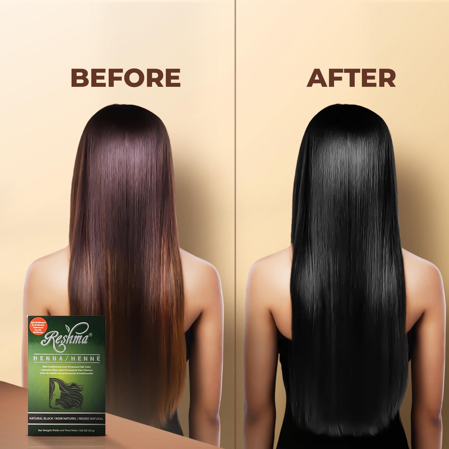 Reshma Beauty 30 Minute Henna Hair Color Infused with Plant-Based Lawsonia Inermis 100% Gray Coverage for Soft, Shiny Hair, Hair Dye-1.05 oz Pack of 1