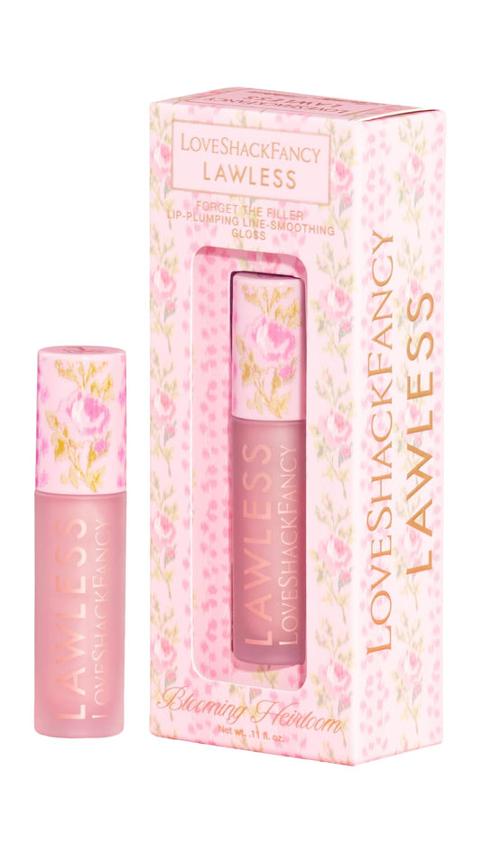 Lawless Women's x LoveShackFancy Forget The Filler Lip Plumping Gloss, Blooming Heirloom, Pink, 0.11 Ounce Beauty & Personal Care Lawless
