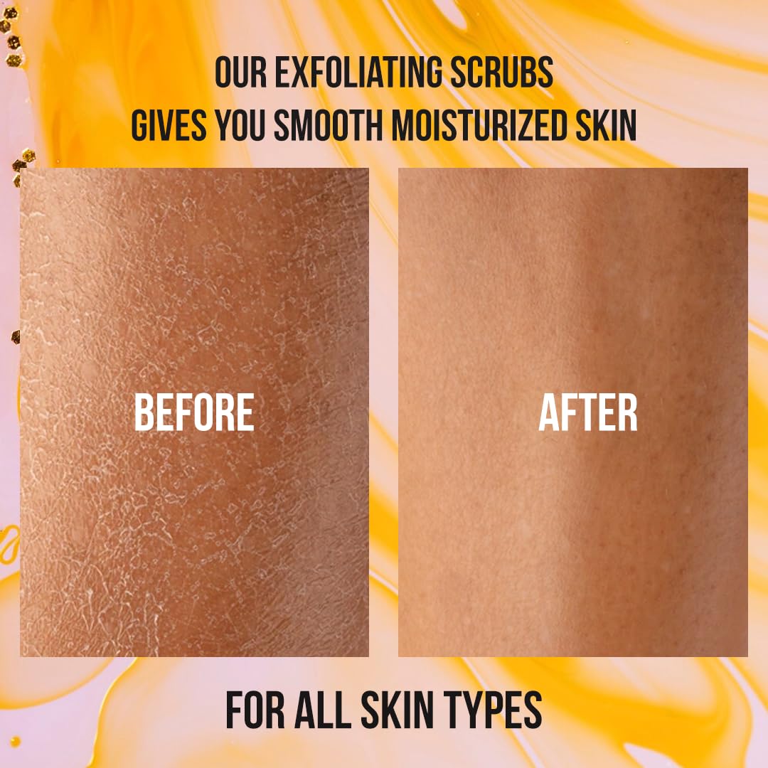 24K Gold Body Scrub, Natural Exfoliating Face Sugar Scrub With Anti-Aging Properties, Pure Skin Moisturizer, Reduce Wrinkles Deep Pore Cleansing