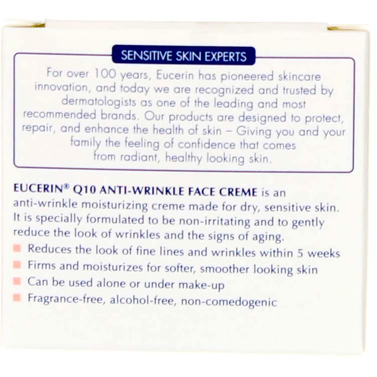 Eucerin Sensitive Skin Experts Q10 Anti-Wrinkle Face Creme 1.70 oz (Pack of 11)