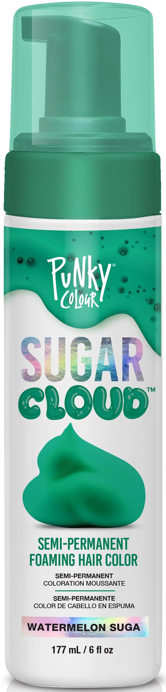 Punky Sugar Cloud Semi-Permanent Foam Hair Color, Watermelon Suga - Vibrant Hair Dye for Long-Lasting Color, Easy Application Foam Hair Dye, 6 fl oz.