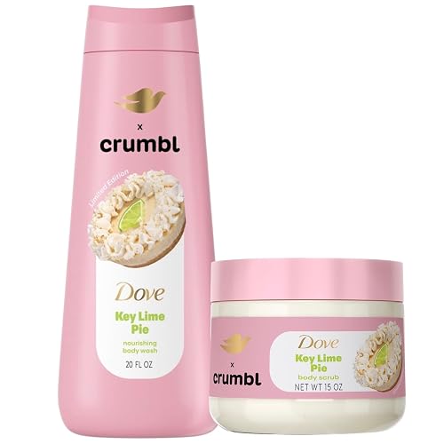 Dove x crumbl Limited Edition Key Lime Pie Nourishing Body Wash, 20 fl oz and Body Scrub, 15 oz Set