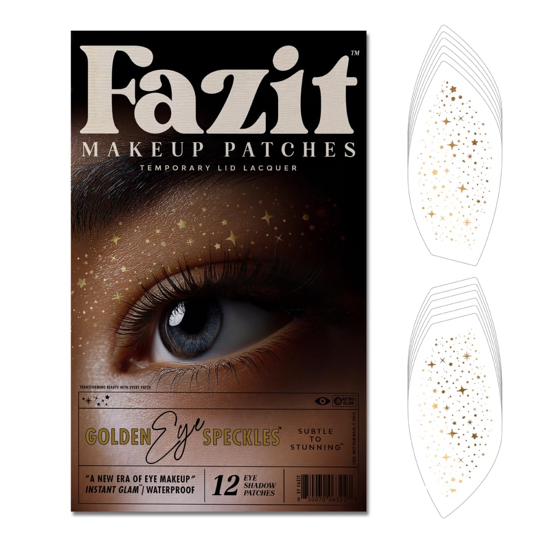 Fazit Makeup Patches - Golden Eye Speckles - Glow Up Make-Up Patches - Cute Glitter Makeup Accessories For Women - Cosmetic Glitter For Face