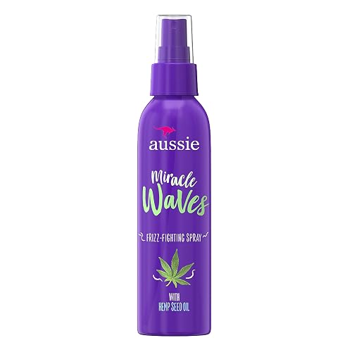 Aussie Miracle Waves Frizz-Fighting Spray with Hemp Seed Oil, Sulfate Free, 5.7 fl. oz. (1 Pack, Packaging May Vary)