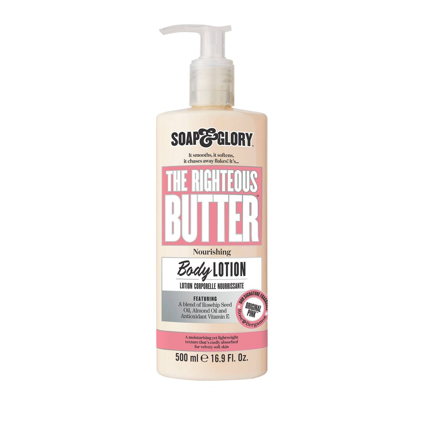 Soap & Glory Original Pink Moisturizing Body Lotion Pump - Lightweight Body Moisturizer for Dry Skin - With Shea Butter, Vitamin E & Aloe Vera