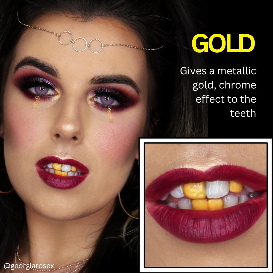 Mehron Makeup Tooth FX Gold | Temporary Tooth Paint | Perfect for Creating Gold Teeth SFX & Pirate Teeth Makeup for Halloween, Costume, Cosplay
