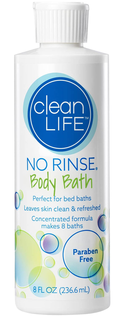 No-Rinse CleanLife Products Body Bath, 8 fl oz (Makes 8 Complete Baths) - Gentle, Concentrated Liquid Body Wash Made in USA - Ideal for Post-Surgery