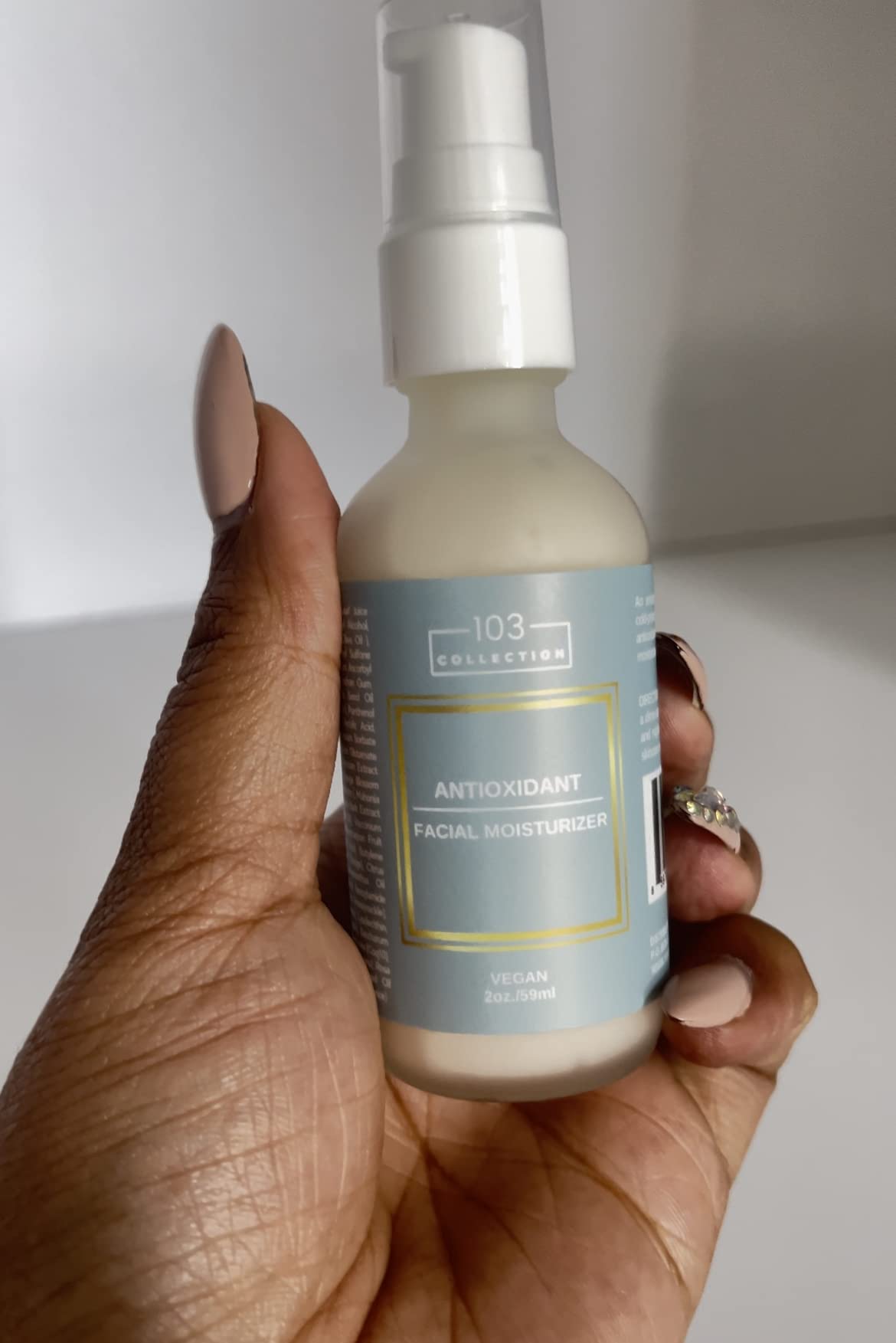 103 Collection Vegan Antioxidant Facial Moisturizer, Organic Aloe, Fragrance Free, Sensitive Skin, Anti-aging, Soothing, Even Skin Tone 2 oz.