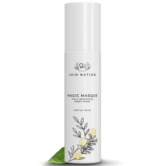 Skin Nation Magic Masque, Hydrating Night Mask with Hyaluronic Acid & Botanicals, Plant-Based Overnight Mask for Dry Skin, Smooth Texture & Radiant