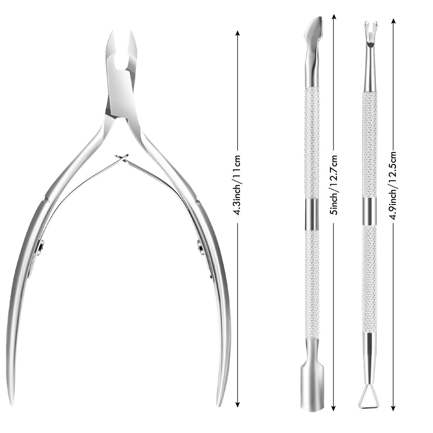 Cuticle Trimmer Cuticle Remover with Cuticle Pusher, XUNXMAS Professional Stainless Steel Durable Pedicure Manicure Tools Cutter Nipper Scissor