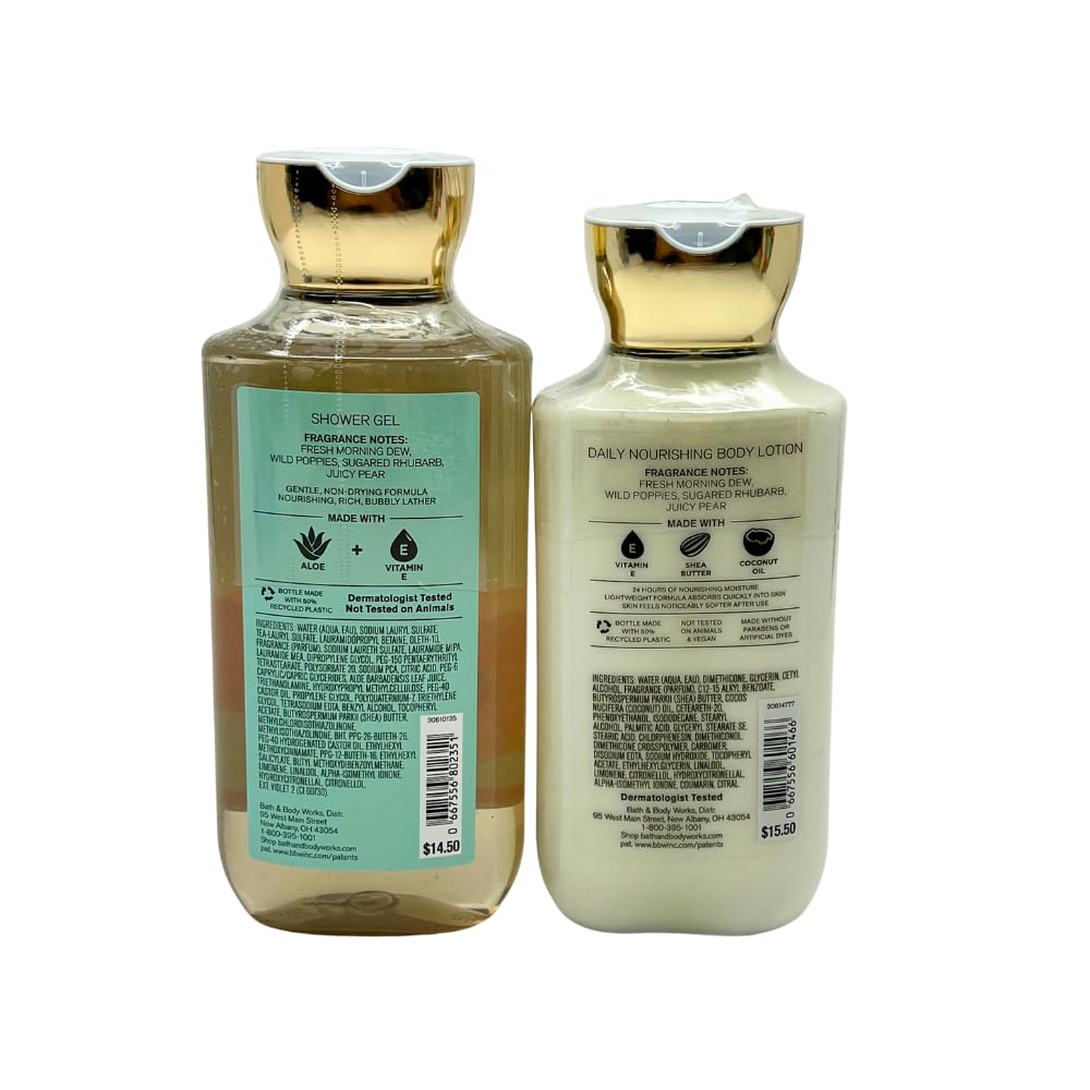Bath & Body Works POPPY Shower Gel & Body Lotion - 2pc bundle with a Blue Bow for Holidays & Gifts Beauty & Personal Care Bath & Body Works
