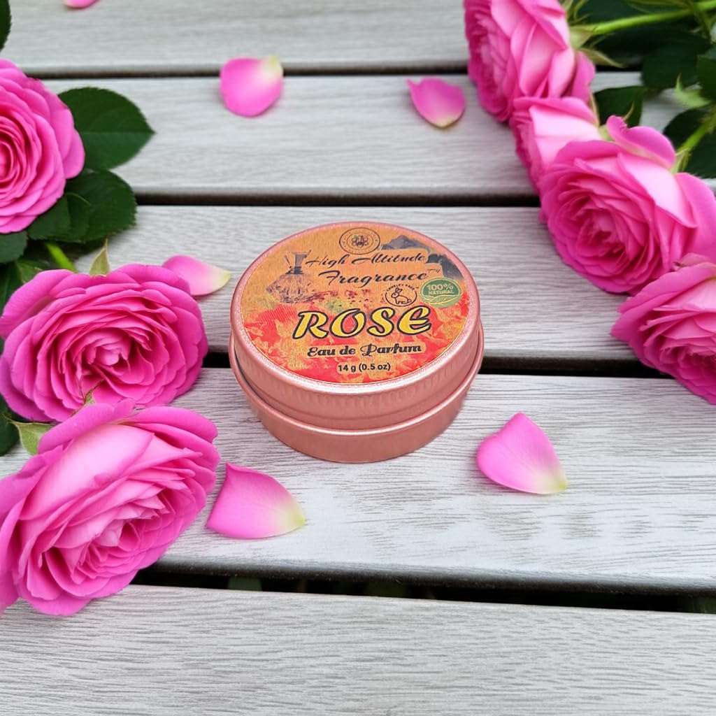 ROSE Perfume - Eau de Parfum - Solid Balm - Natural Essential Oils Aromatherapy Fragrance (Tea Rose, De Mai, Otto, Rosa Damascena, Centifolia