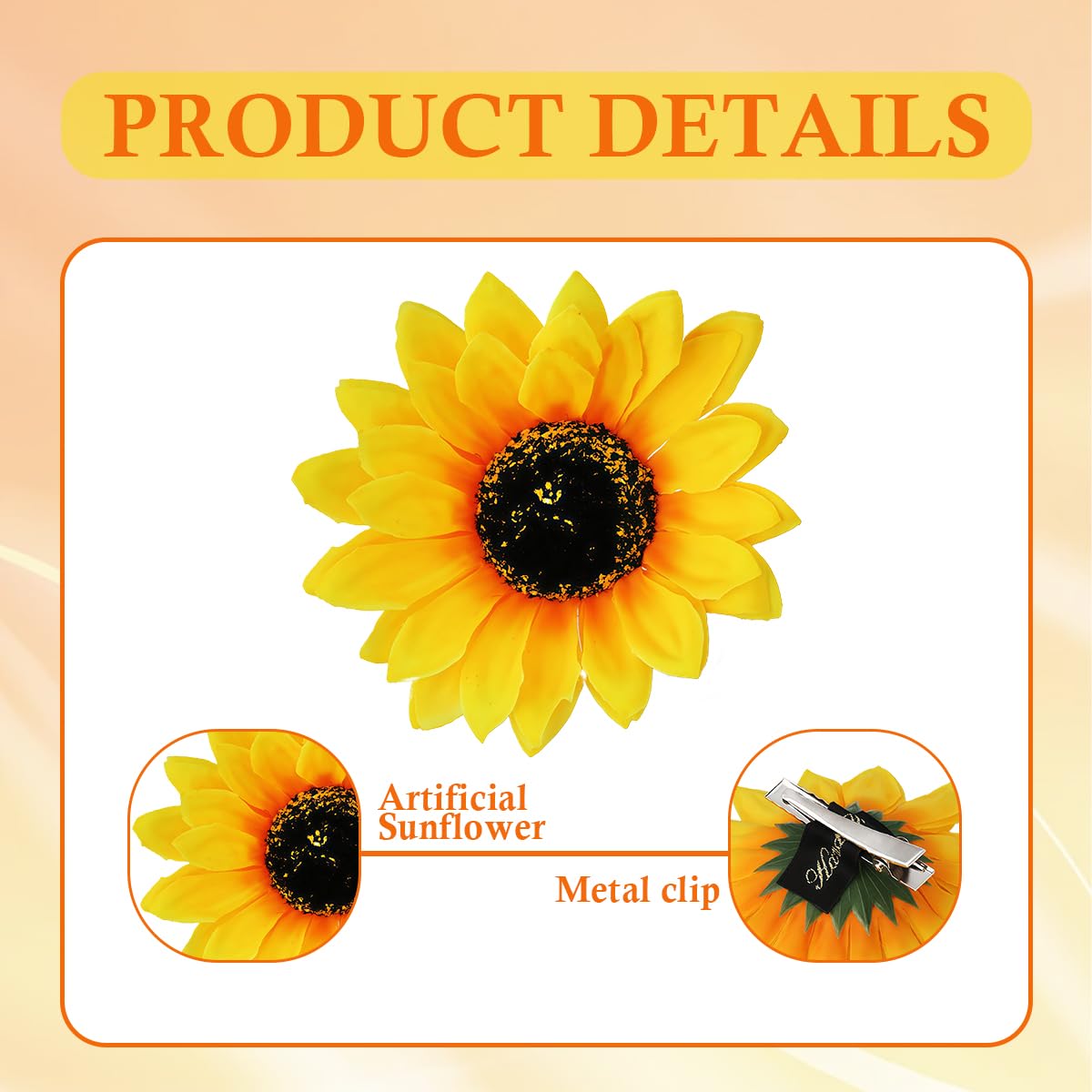3PCS Women Girls Simulation Yellow Floral Fall Sunflower Hair Clips Alligator Clips Hairpin Hair Clamp Barrettes Headwear Hair Hair Styling