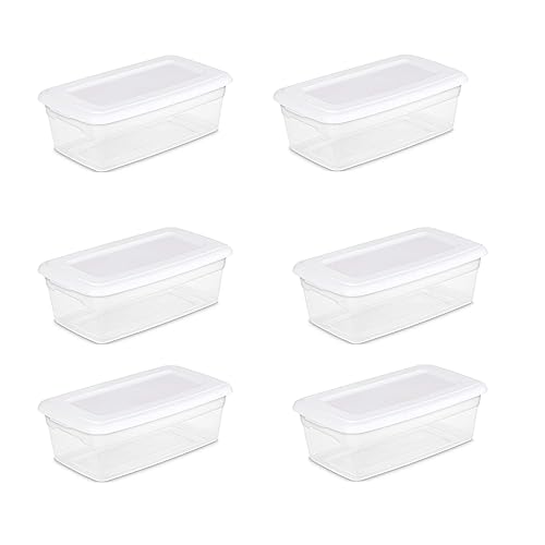 STERILITE 6-Quart Storage Bin Shoe Box - Clear (6)