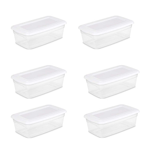 STERILITE 6-Quart Storage Bin Shoe Box - Clear (6)