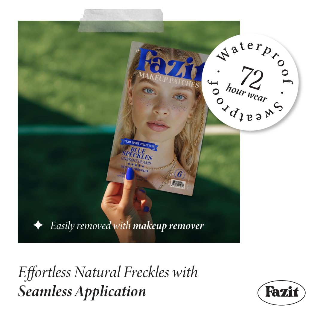Fazit Blue Speckles - Glitter Freckle Makeup Patches - Shimmering Faux Freckles & Body Glitter - Waterproof, Long-Lasting Instant Glamour