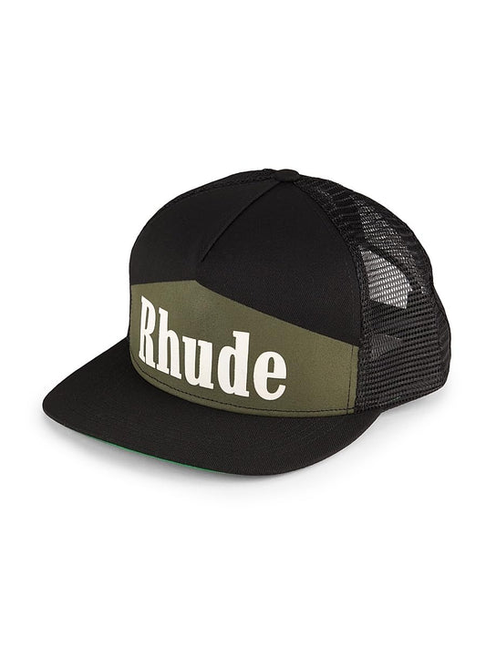Rhude, Ariel Logo Trucker Hat, Black Green