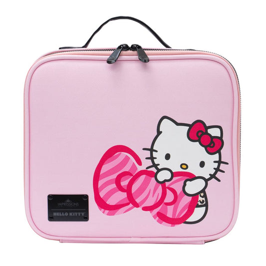 Impressions Vanity Hello Kitty Cosmetic Bag – Faux Leather Travel Toiletry Bag with Zipper Pockets, Waterproof, Reusable Large Makeup Organizer (Pink)