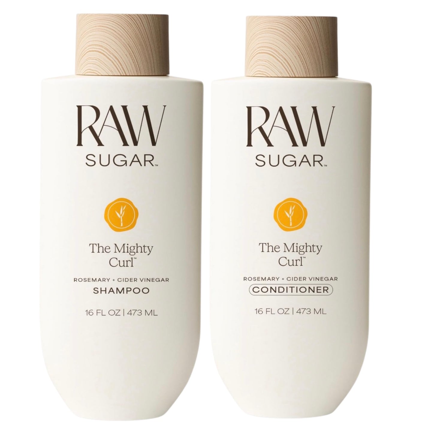 RAW SUGAR The Mighty Curl™ Shampoo and Conditioner Set, Rosemary + Cider Vinegar, 16 Fl Oz Each, 2 Count