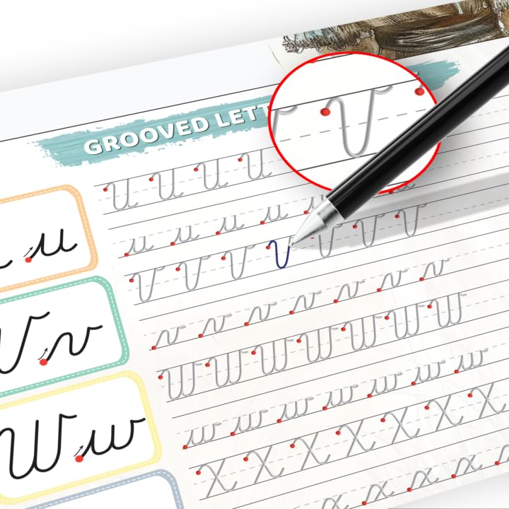 Grooved Cursive Handwriting Workbook – Reusable Practice Book for Kids Ages 8–12, Magic Tracing Workbook by Graceful By Design