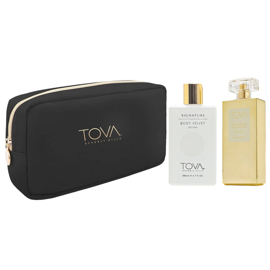 Tova Signature Gold 3.4 EDP+Body Velvet 6.7+Bag - Trio Beauty & Personal Care Tova