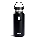 Hydro Flask Water Bottle - Insulated Stainless Steel - Wide Mouth Flex Lid, Non Spill, Leakproof and Refillable in 32 Oz Black