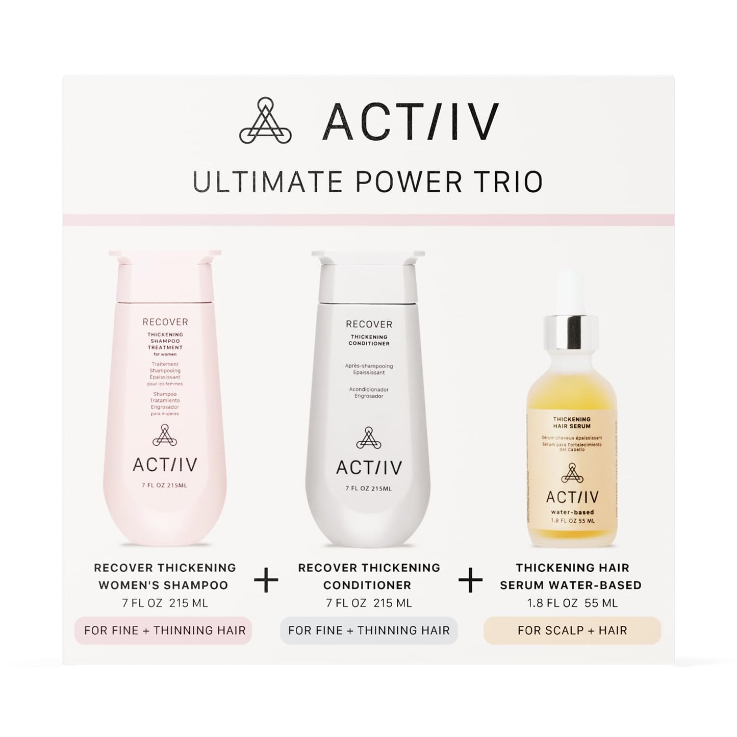 ACTIIV Ultimate Power Trio For Women | Boosts Fuller-Looking Hair, Strengthens, Soothes Scalp, Includes Shampoo, Conditioner & Serum, Vegan
