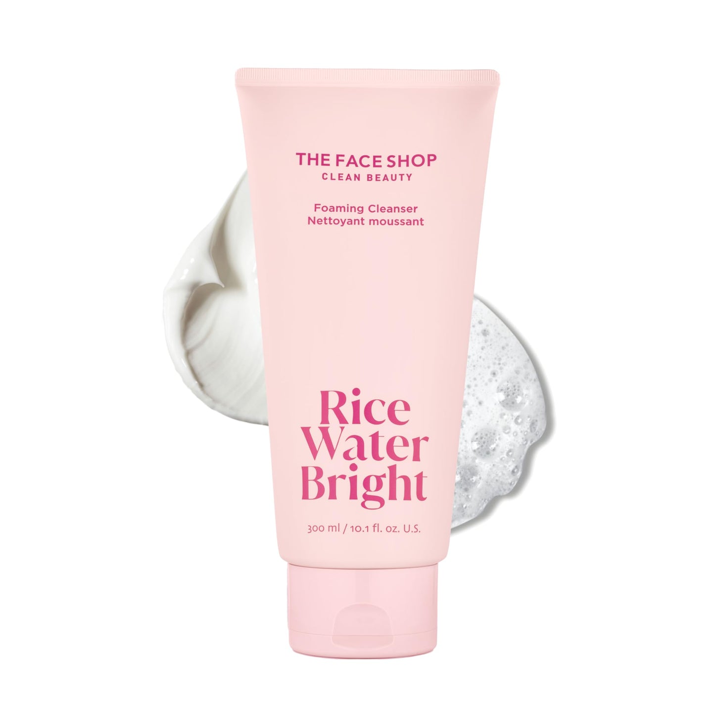 The Face Shop Rice Water Bright Foaming Facial Cleanser with Ceramide, Gentle Face Wash for Hydrating & Moisturizing, Vegan Face Cleanser, Makeup